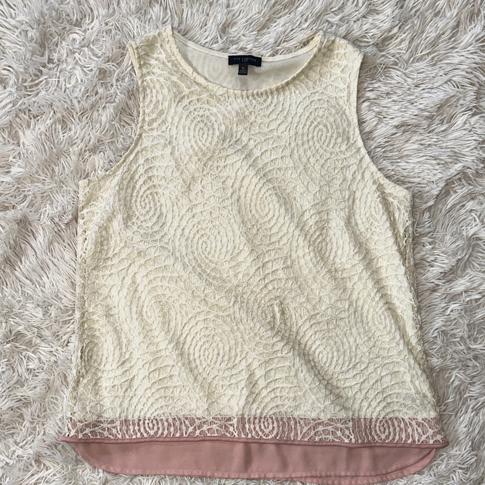 Ann Taylor Cream Lace Sleeveless Blouse